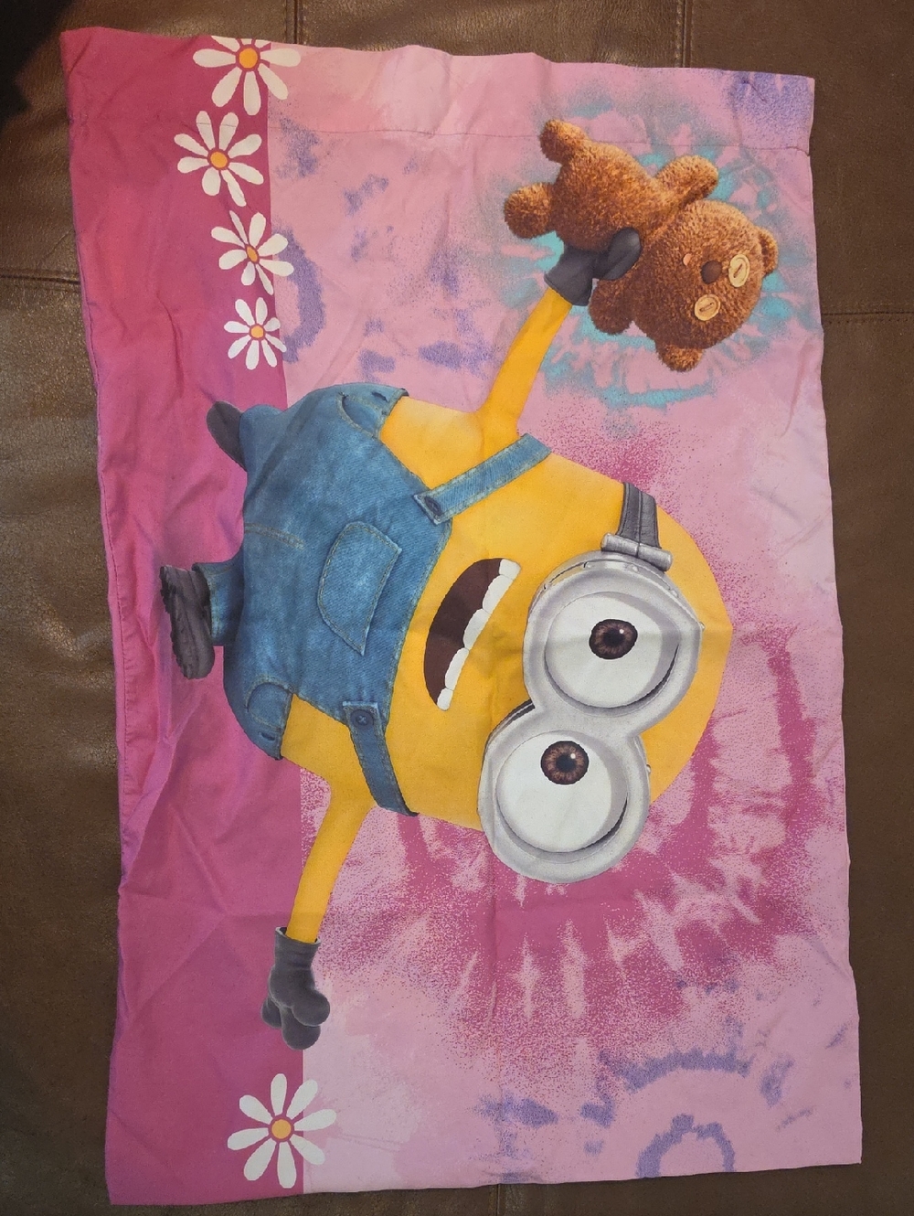 Minion Pillowcase with Teddy Graphic - Pink